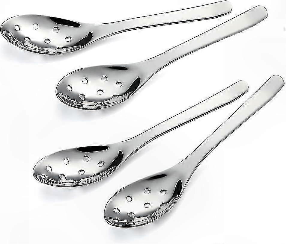 4pcs Modern Heavy-Weight Short Handle Slotted Spoons