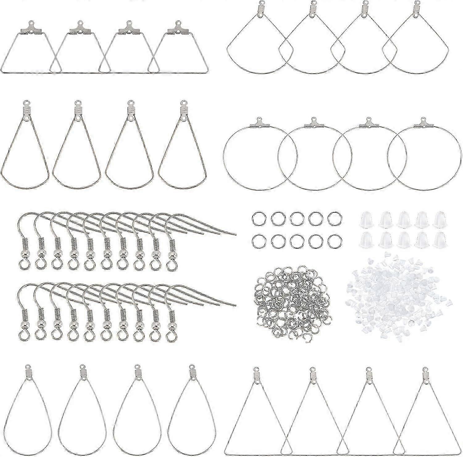 48 Pieces Earring Making Kit Beaded Hoop Earring Finding Components Stainless