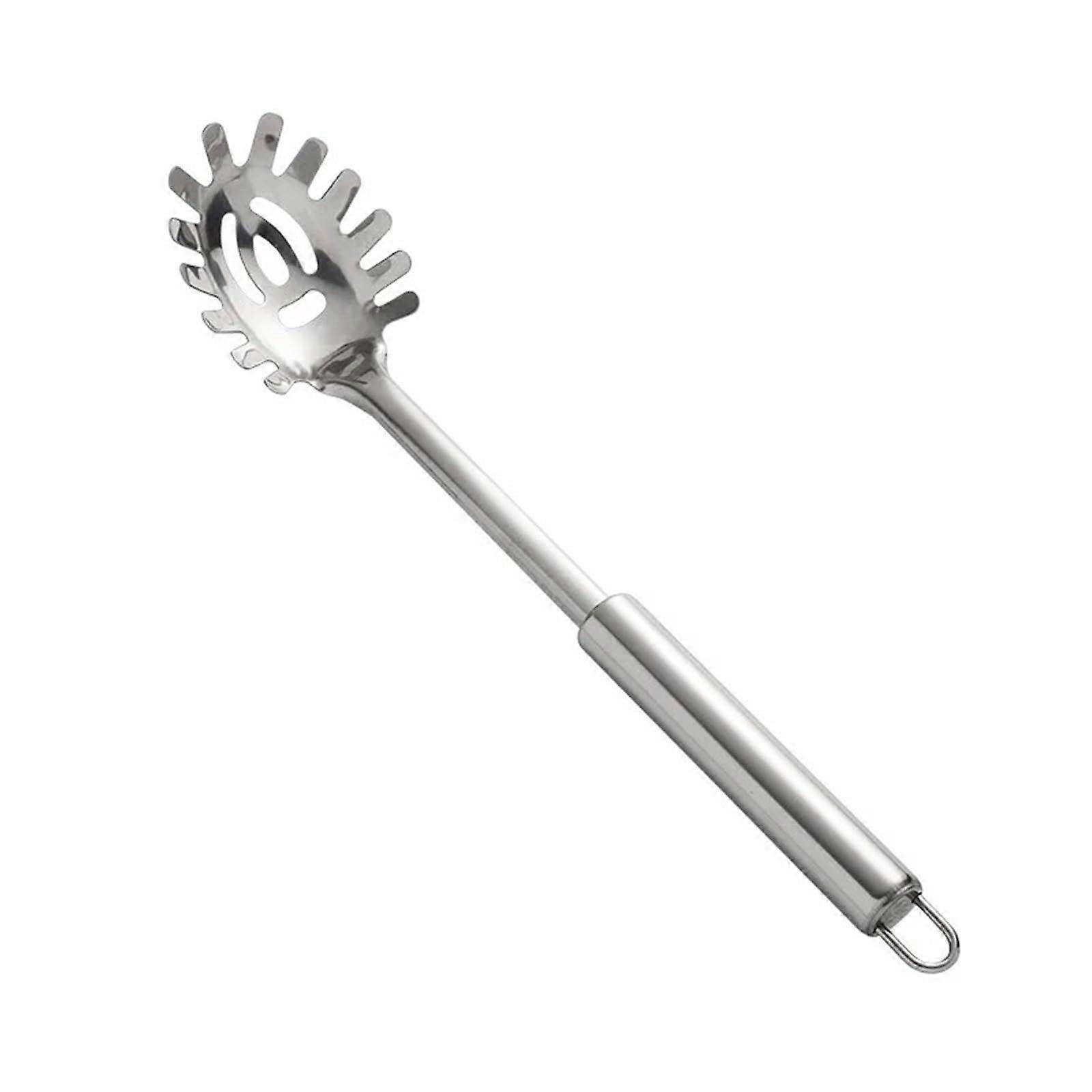 Stainless Steel Spaghetti Server with Ergonomic Grip, Dishwasher Safe Pasta Strainer Spoon