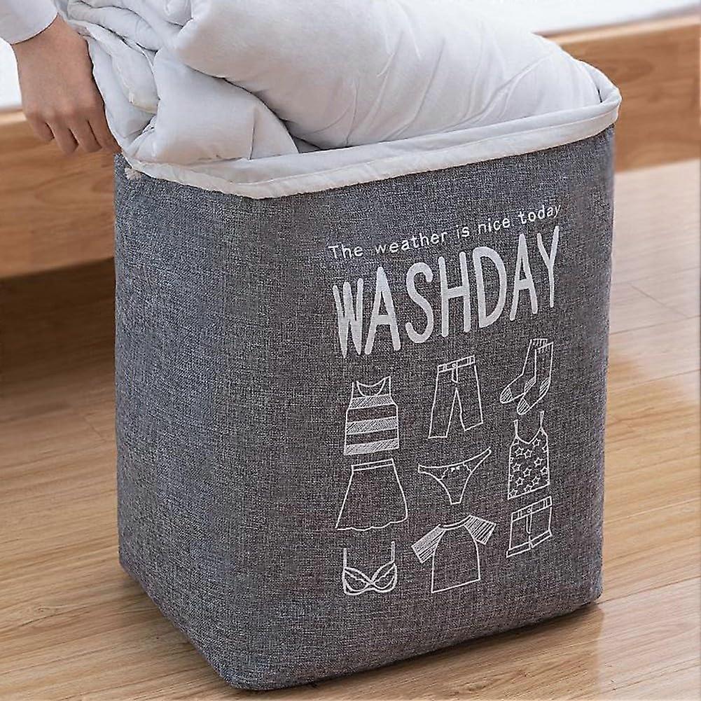 Collapsible Laundry Basket Foldable Hamper with Handles Waterproof Storage Bin Space Saving Gray