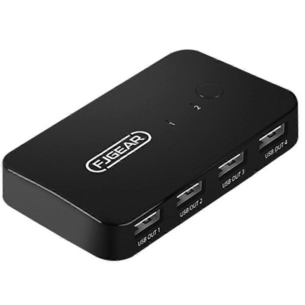 FJGEAR USB Switch Adapter 2 Input 4 Output USB Switcher Printer Sharer for Computer Keyboard Mouse Sharer Controller