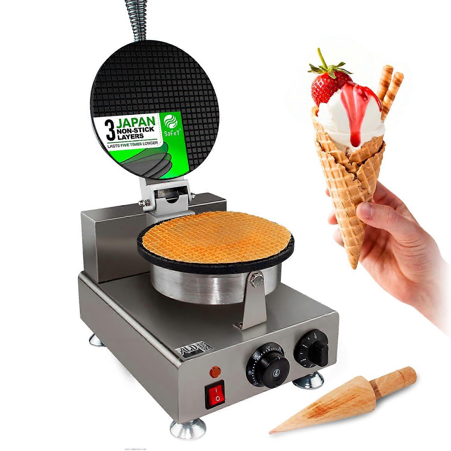 Commercial Waffle Cone Maker with Nonstick Plates and Adjustable Temperature Control