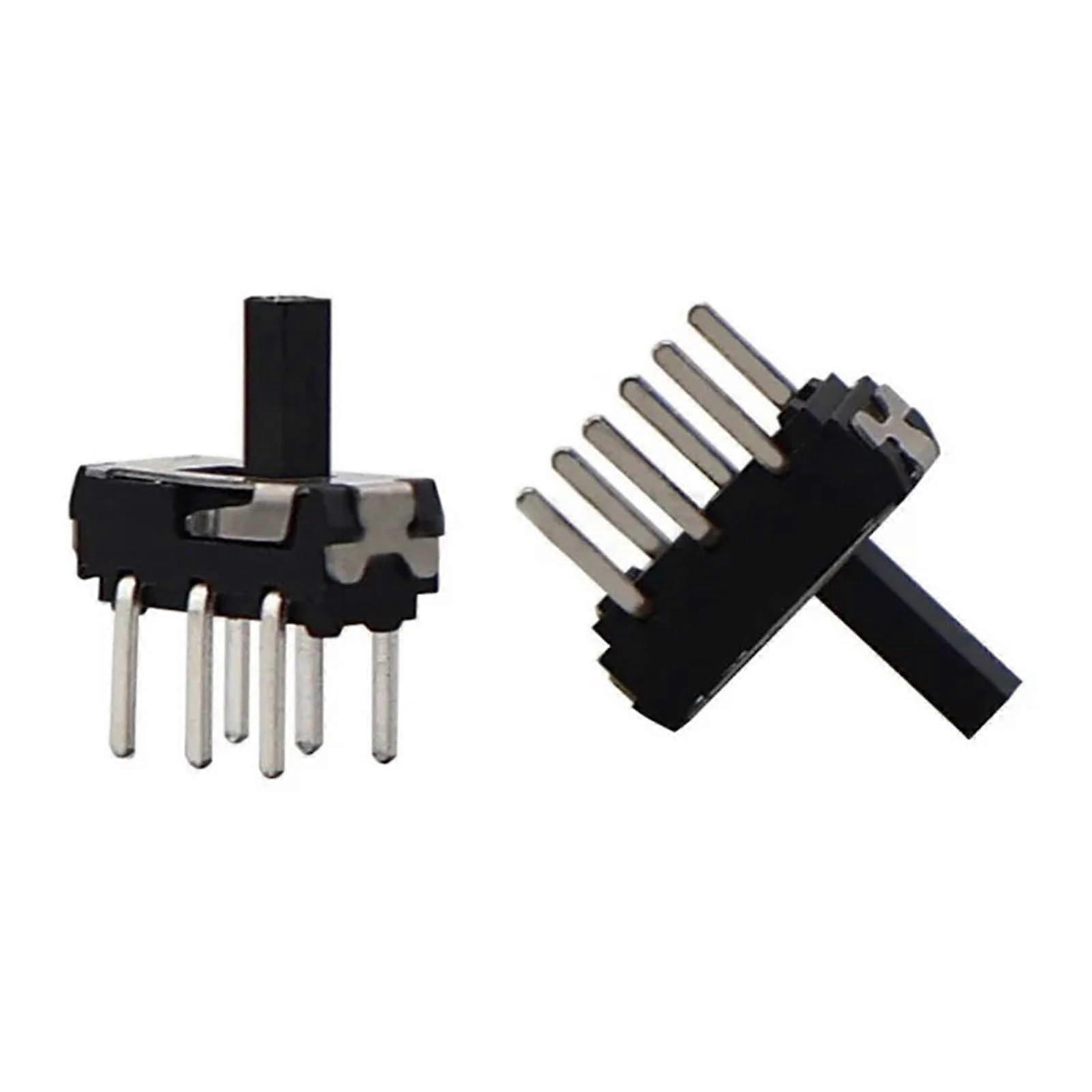 10PCS 6Pin 2Position Slide Switch 2P2T Power Control Vertical DualRow Compact Design