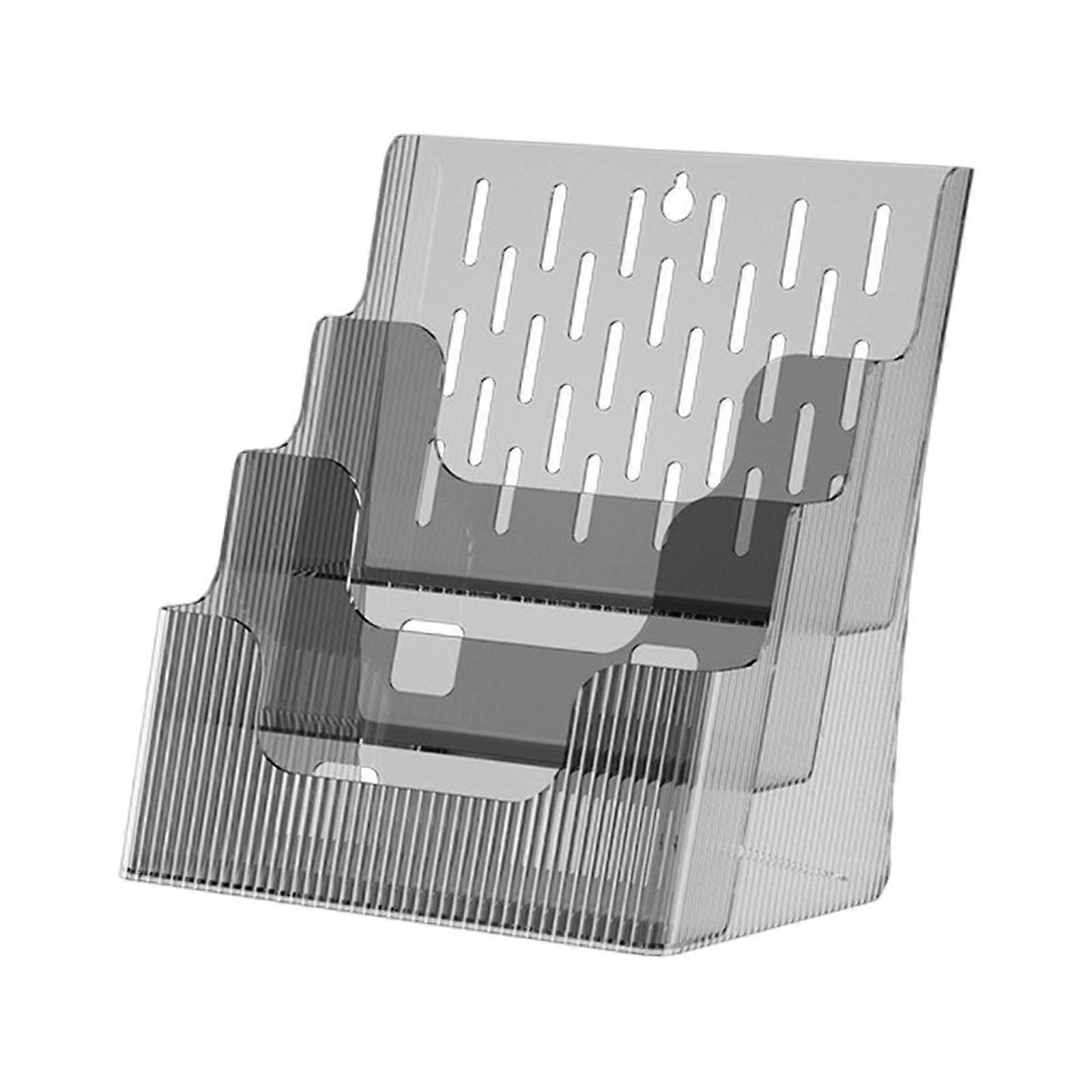 Gray Wall File Organizer with MultiLayer Transparent Storage for Desk Document Holder