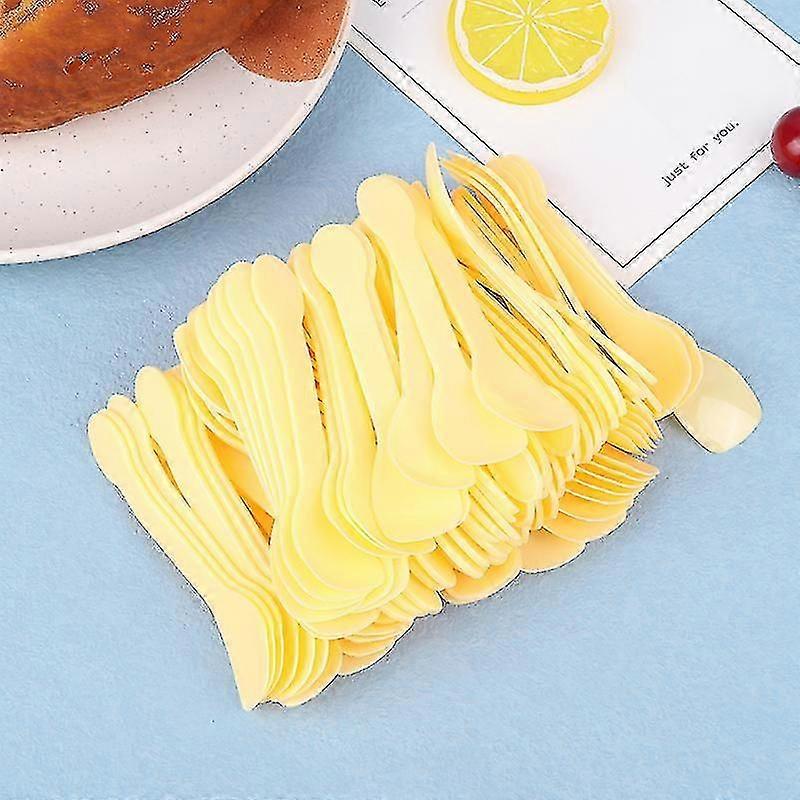 100pcs Mini Plastic Spoons Flatware Spoons For Jelly Ice Cream Dessert Spoons