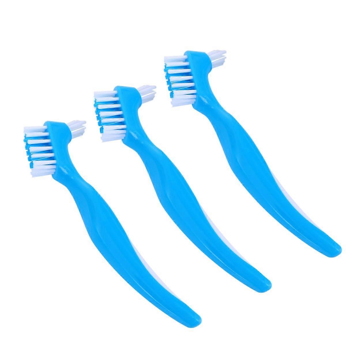 6pcs Double Sided Denture Toothbrush with Soft Bristles and Ergonomic Handle for False Teeth Cleaning
