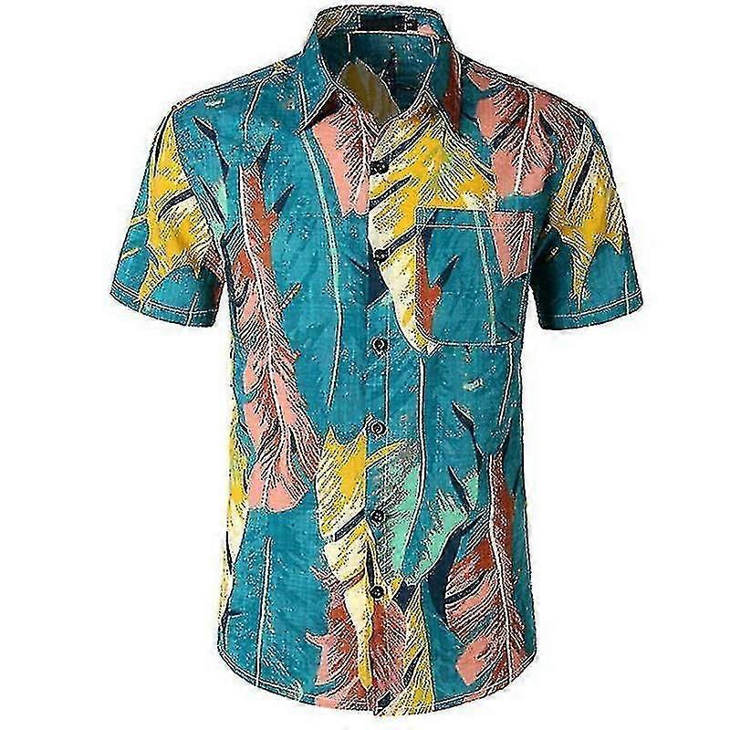 Homens camisas havaianas Praia Havaí Top Summerparty Floral Button Up Casual Short Sleeve Tee