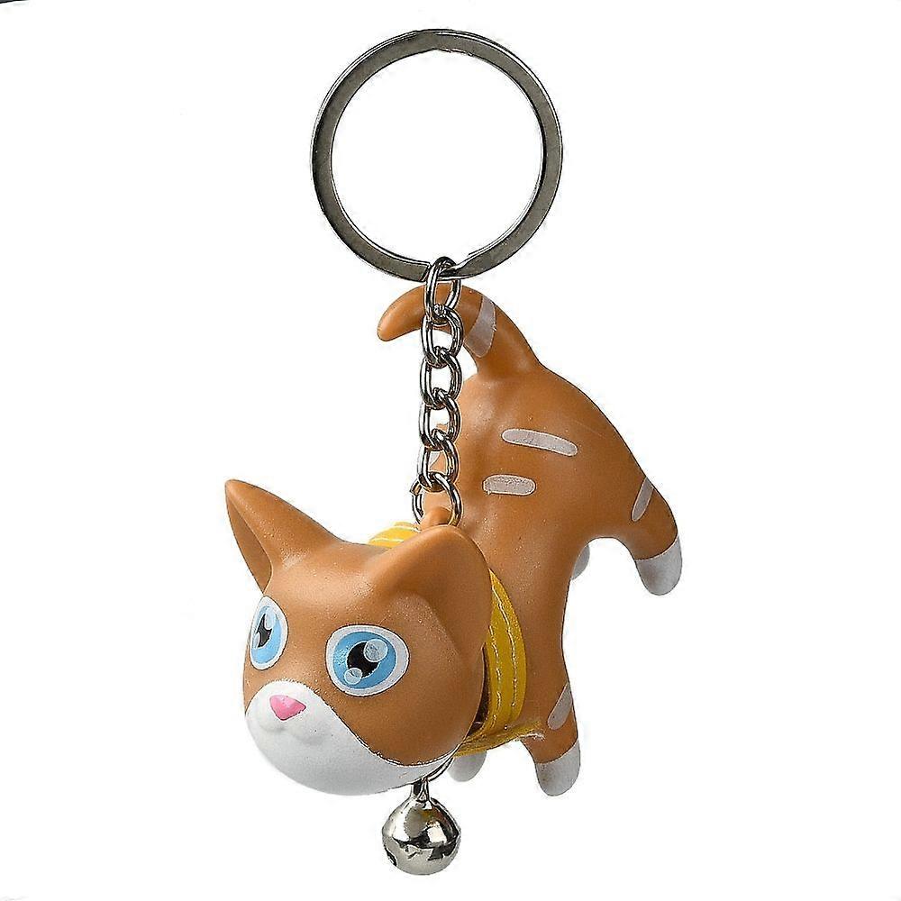 Resin Keychains with PU Leather Decor and Alloy Split Rings Cat Shape Peru 9cm
