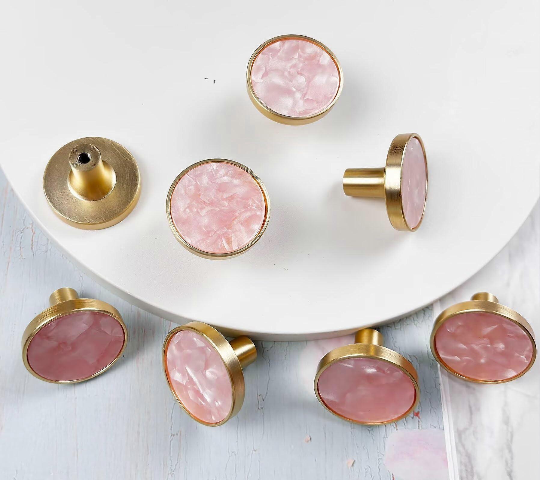Pink Gold Round Cabinet Knobs and Drawer Pulls Set, Decorative Acrylic Handles, 1.26' 8 Pack