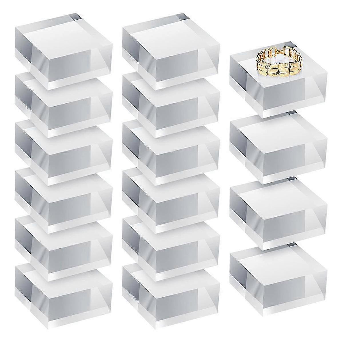 Clear Acrylic Square Display Blocks 16pcs