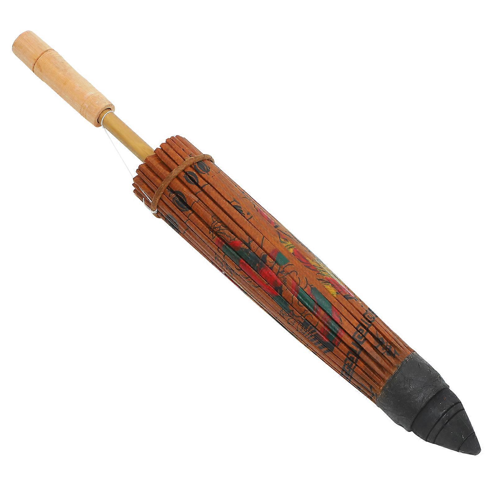 Dancing Umbrella Hand-Painted Oiled Paper Umbrella 1Pcs Brown Solid Wood Handle