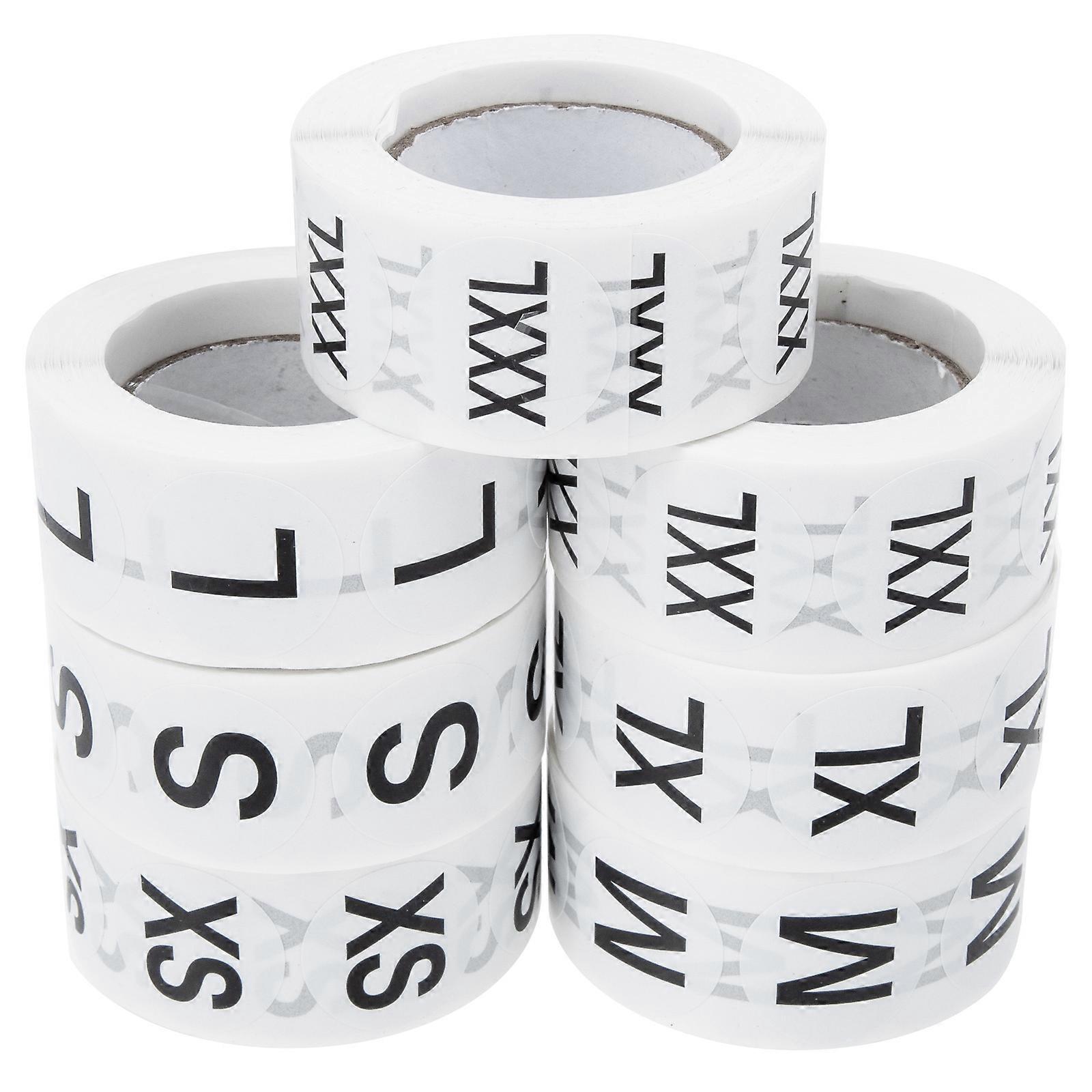 Clothes Size Sticker Round Self Adhesive Size Labels for Retail 7 Rolls