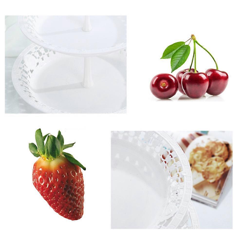 Cupcake Display Double Layer Stand for Cake Use 1Pcs White Snack Plate