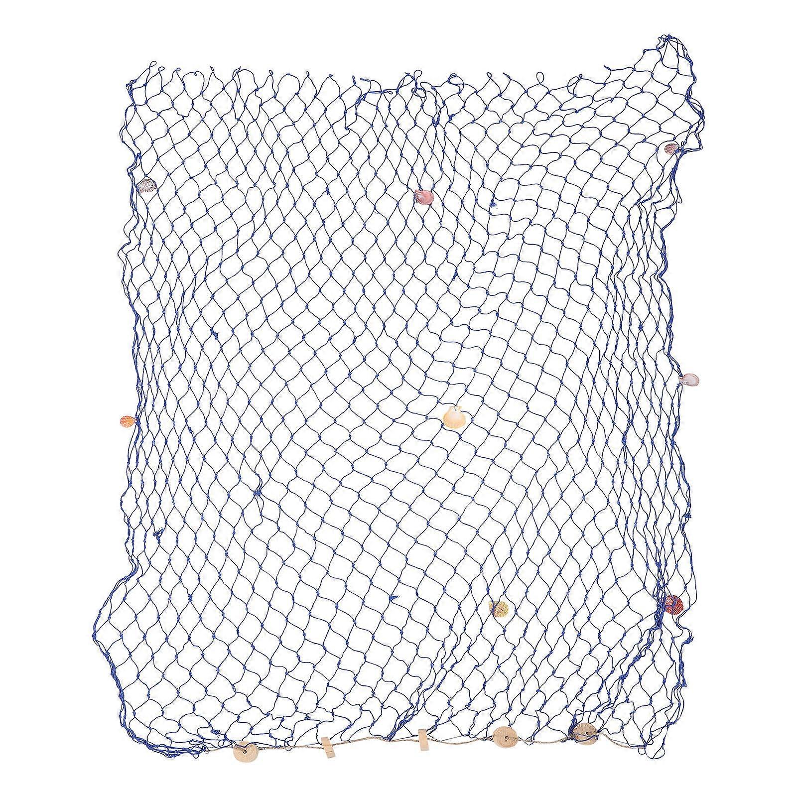 Nautical Decor Fish Net Decorative Wall Hanging for Blue Cotton