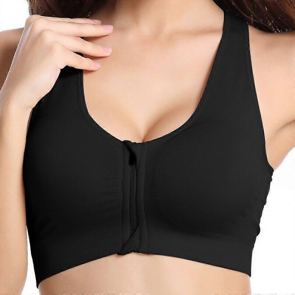 Women's Sports Bra Post-Surgery Bra Zip Bra Zipper Front Wirefree Removable Pads Yoga Bra Zip Sports Bra