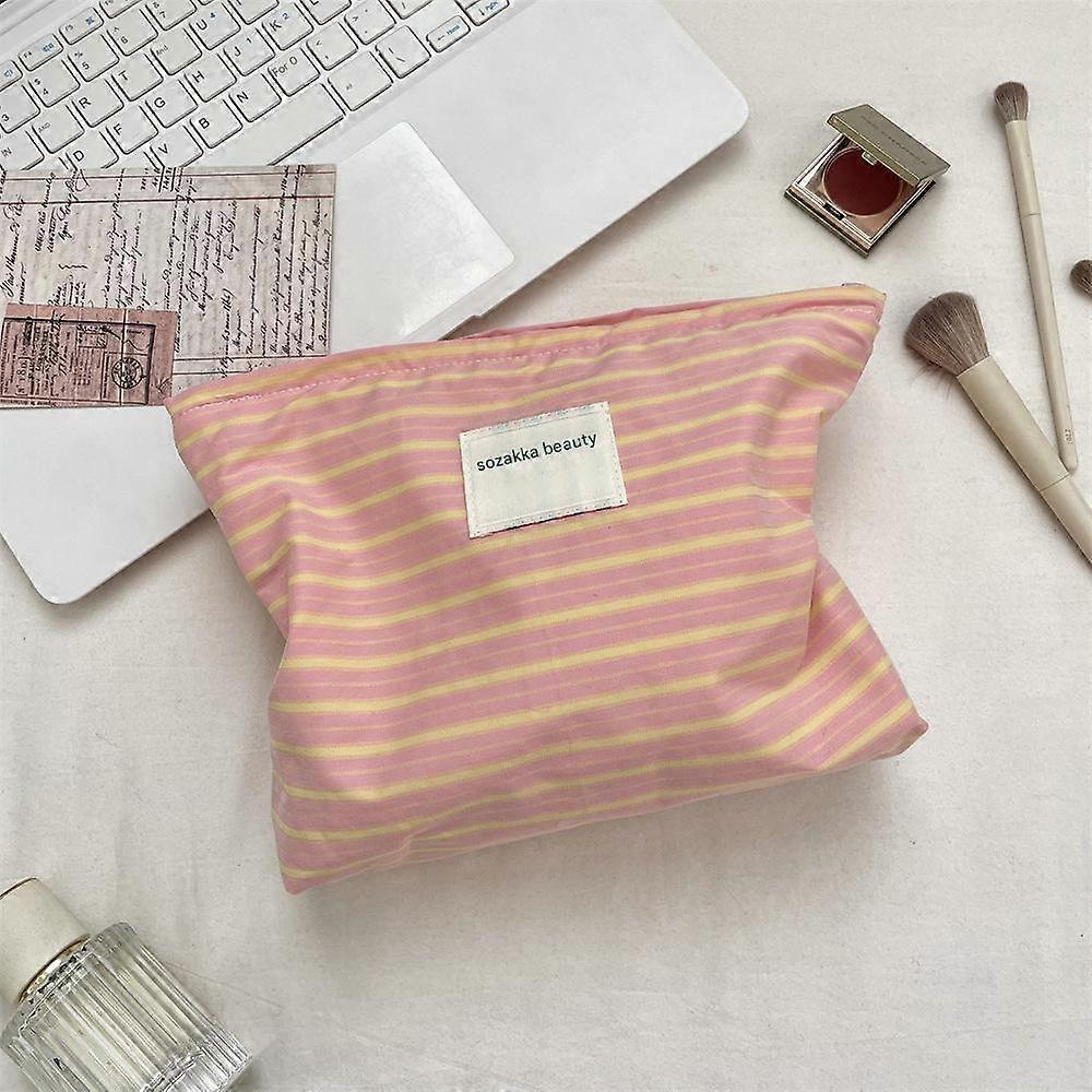 Makeup Bag, Striped, Portable Large Capacity Inner Compartment