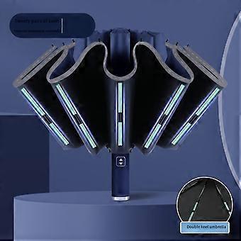 [Guarda-chuva Reverso Automático] Guarda-chuva Reverso Automático Azul Safira - Impermeável, Proteção UV, Tamanho Compacto, Design Dobrável Elegante
