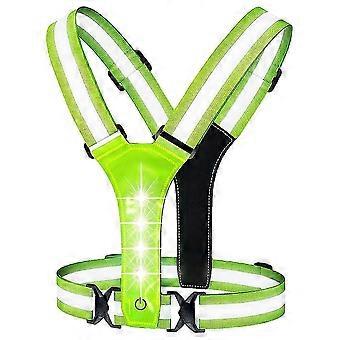 LED Reflective Running Vest,Adjustable Elastic Running Gear LED Light Up Vest Perfect for Running,W