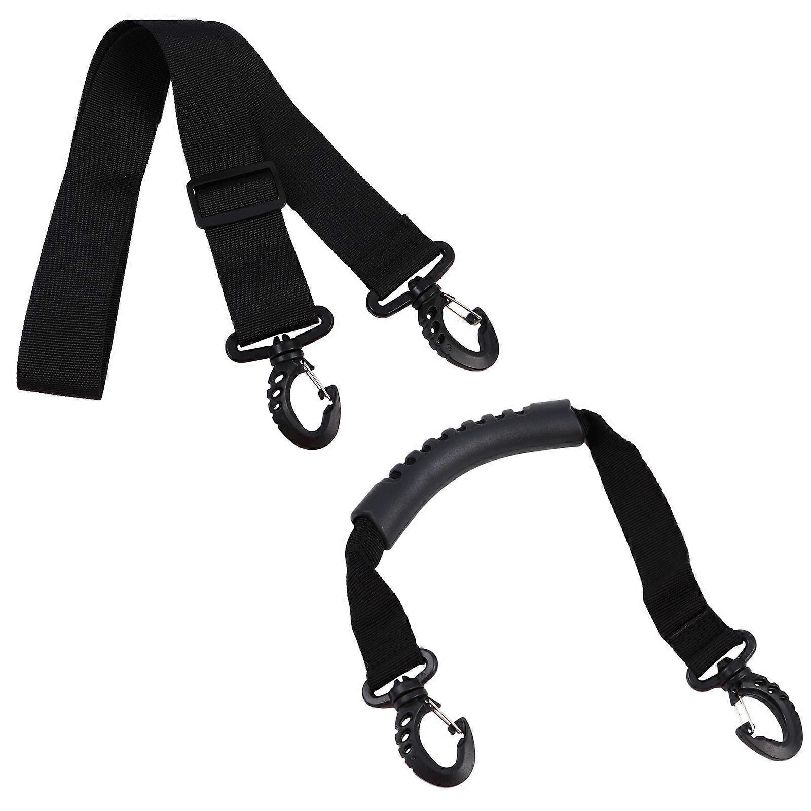 2 cinghie porta scarponi da sci, pratiche e realizzate in nylon nero.