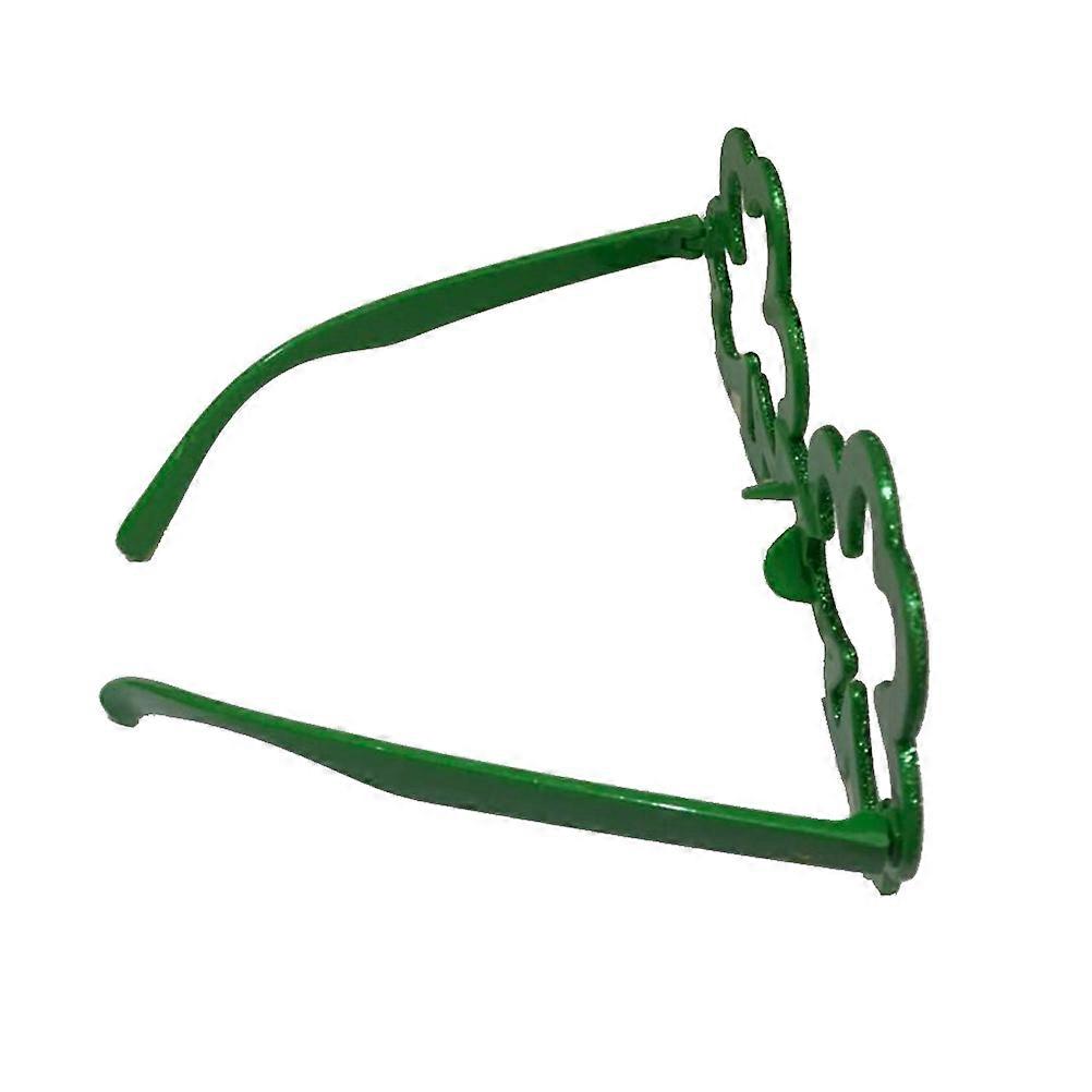Green Glittered Clover Frame Eye Glasses for Pair