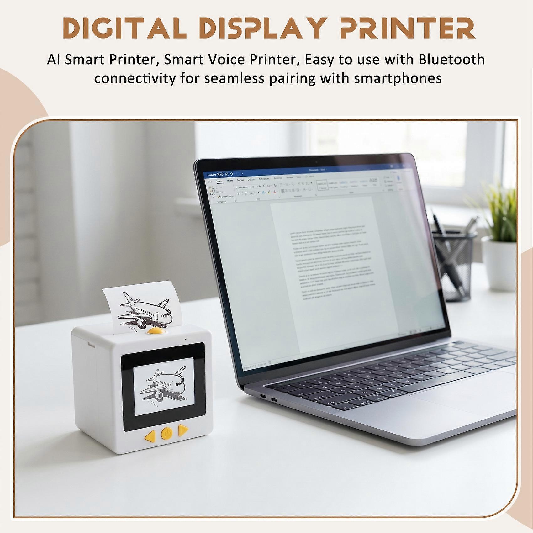 StickerBox AI Printer, AI Smart Printer, Smart Voice Printer, Mini Portable Digital Display Printer Black