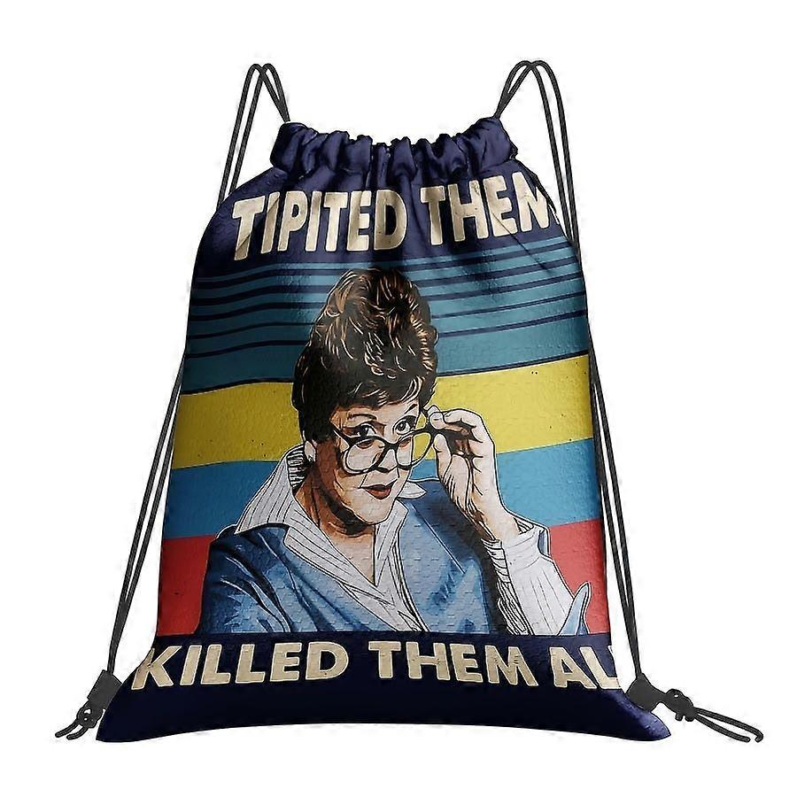 1pc 2D Printed Vintage Character Pattern Drawstring Gym Bag - Creative Printed Drawstring Backpack, Durable Polyester Tr-Cqazw