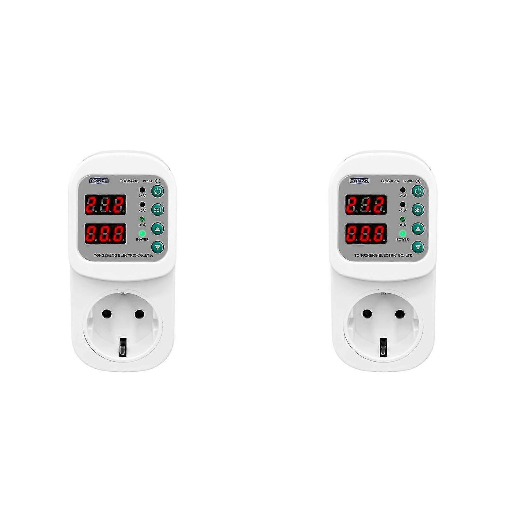 2X TOMZN TOSVA-16 Reclosable Voltage Current Protector Socket AC 110V 220V Adjustable EU Plug Socket