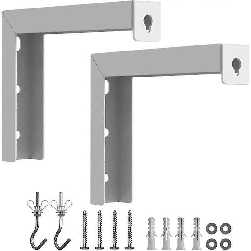 Universal Projector Screen Wall Mount, 1 Pair Projector Screen Mounting Brackets L Brackets Adjustable Mounting Hooks (White)