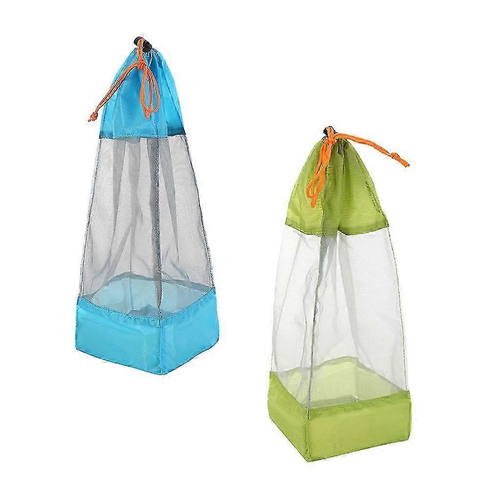 Drawstring Mesh Bag Ultralight Storage for Outdoor Use 2Pcs