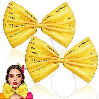 2 pajaritas de lentejuelas brillantes - Pajaritas preatadas con lentejuelas brillantes - Accesorios para disfraces, fiestas navideñas y carnavales