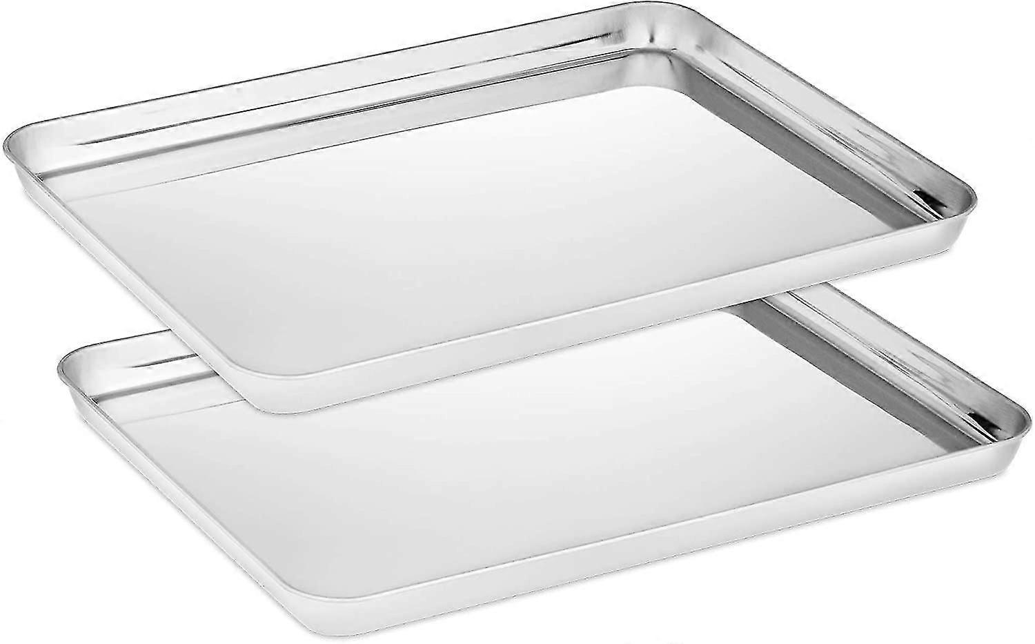 2pcs bageplade, rustfrit stål ovn bakke, bageplade, lille + medium