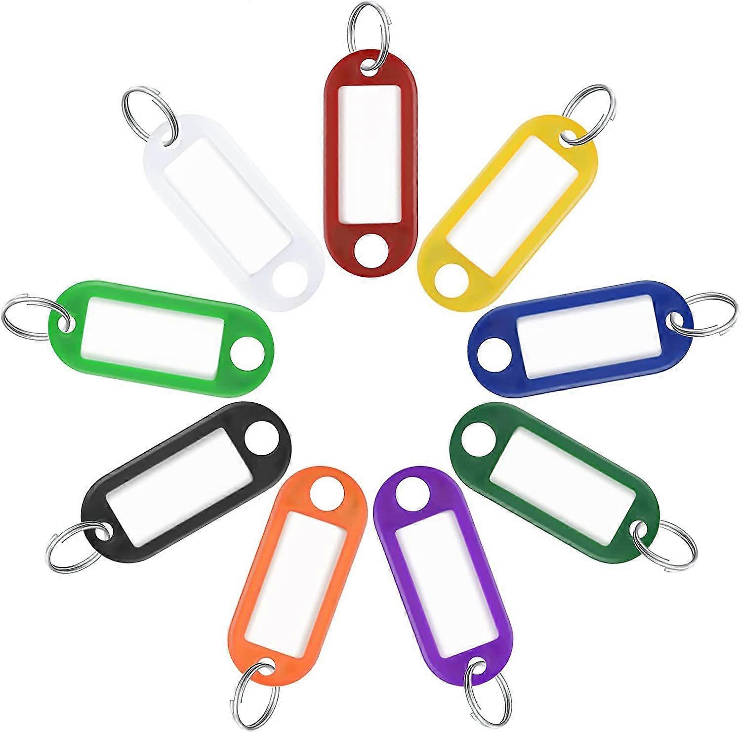 40 Pack Tough Plastic Key Tags com Split Ring Label Window, Cores Variadas