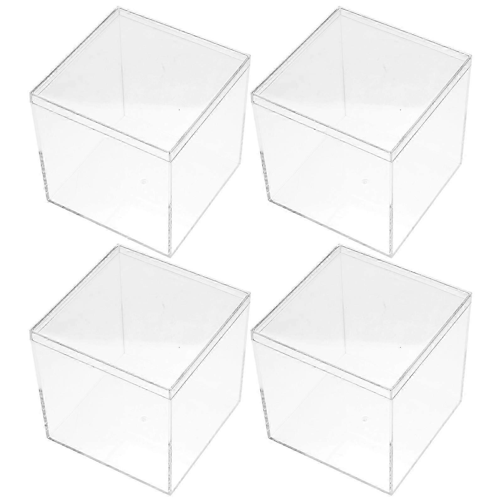 Acrylic Packaging Box Small Candy Boxes for Storage 4Pcs Transparent Square