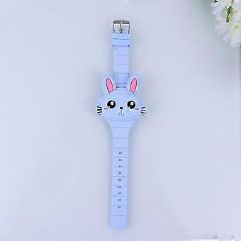 Rabbit Shape Silicone LED Cartoon Watch for Timekeeping Sky Blue Kid Wristwatch