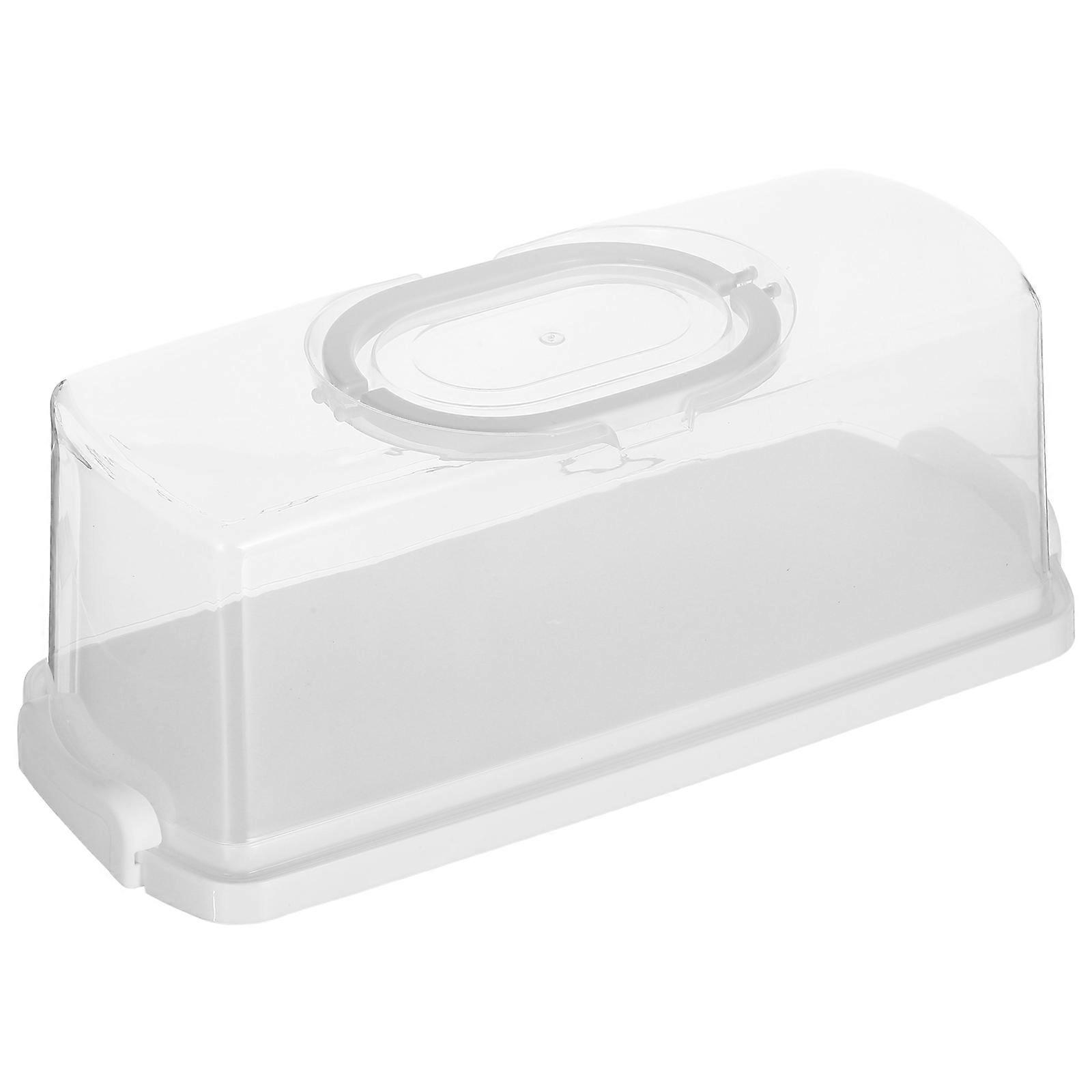 White Rectangular Bread Box for Storage Portable and Airtight
