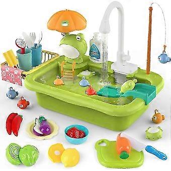 Play Sink with Running Water, Toy Sink Kids Kitchen Accessories, Role Play Food Water Toys for Boys Girls 3 4 5 6 7 Years Old (Standard Edition)