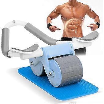 Rouleau abdominal à double roue à rebond automatique avec support pour les coudes et tapis pour les genoux, pour le renforcement des muscles abdominaux, équipement de fitness pour salle de sport à domicile