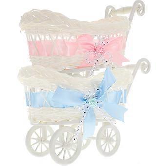 2pcs Trolley Shaped Woven Candy Baskets Baby Shower Wedding Favors Basket Decoration