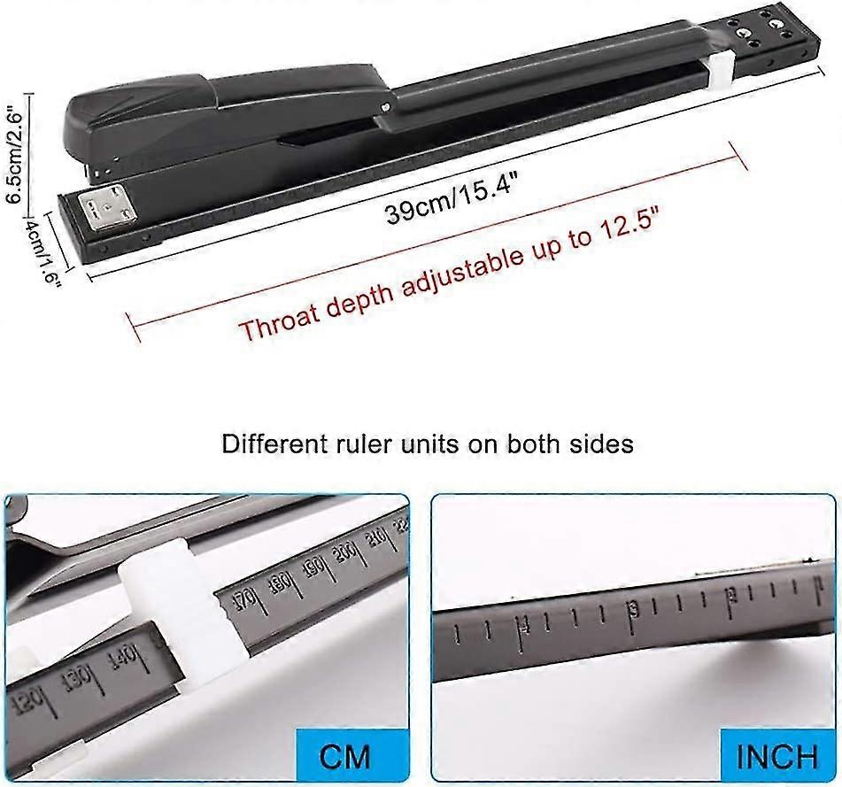Stapler Office Stapler Desktop Stapler Long Arm Stapler, (Black)