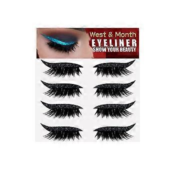 West&Month Europäische und amerikanische vier Paar Wimpern-Eyeliner-Klebstofffreie, selbstklebende Gelstreifen-Wimpern mit Schwung