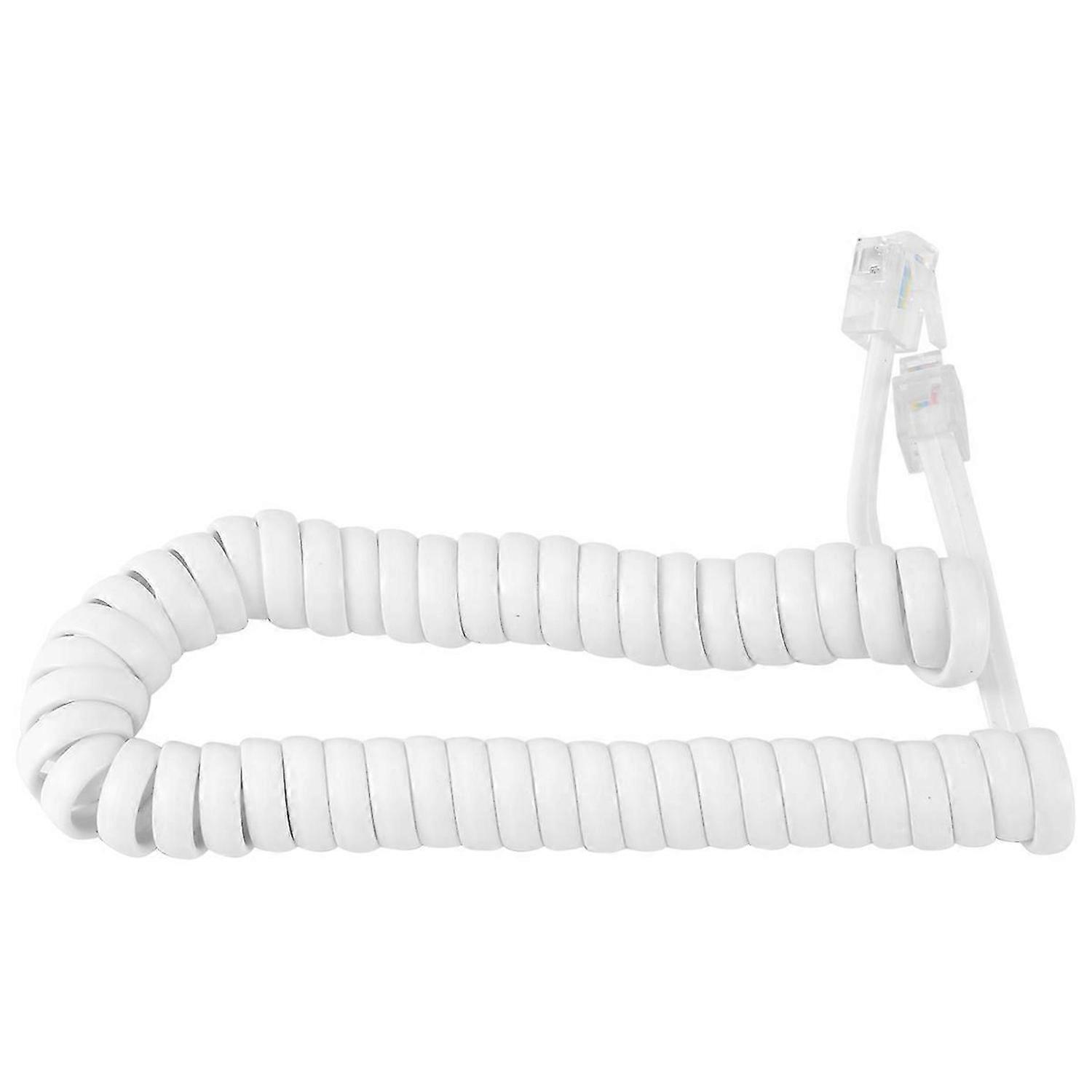 1,5 m hvit, elastisk RJ9 4P4C telefonrør, spiralkabel