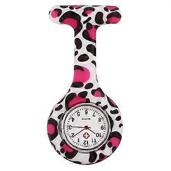 Relógio de bolso de enfermeira com estampa de silicone, movimento de quartzo, à prova d'água, mostrador de 4 cm para decoração casual.