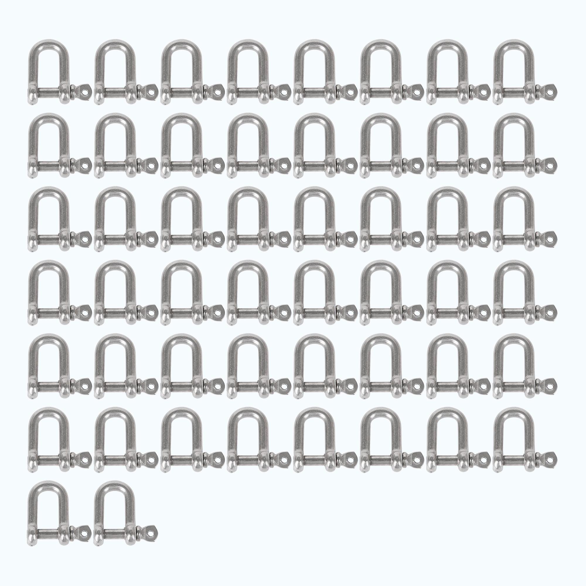 50Pcs D Shackle Silver Stainless Steel Anchor Bow Shape M4 for Lifting