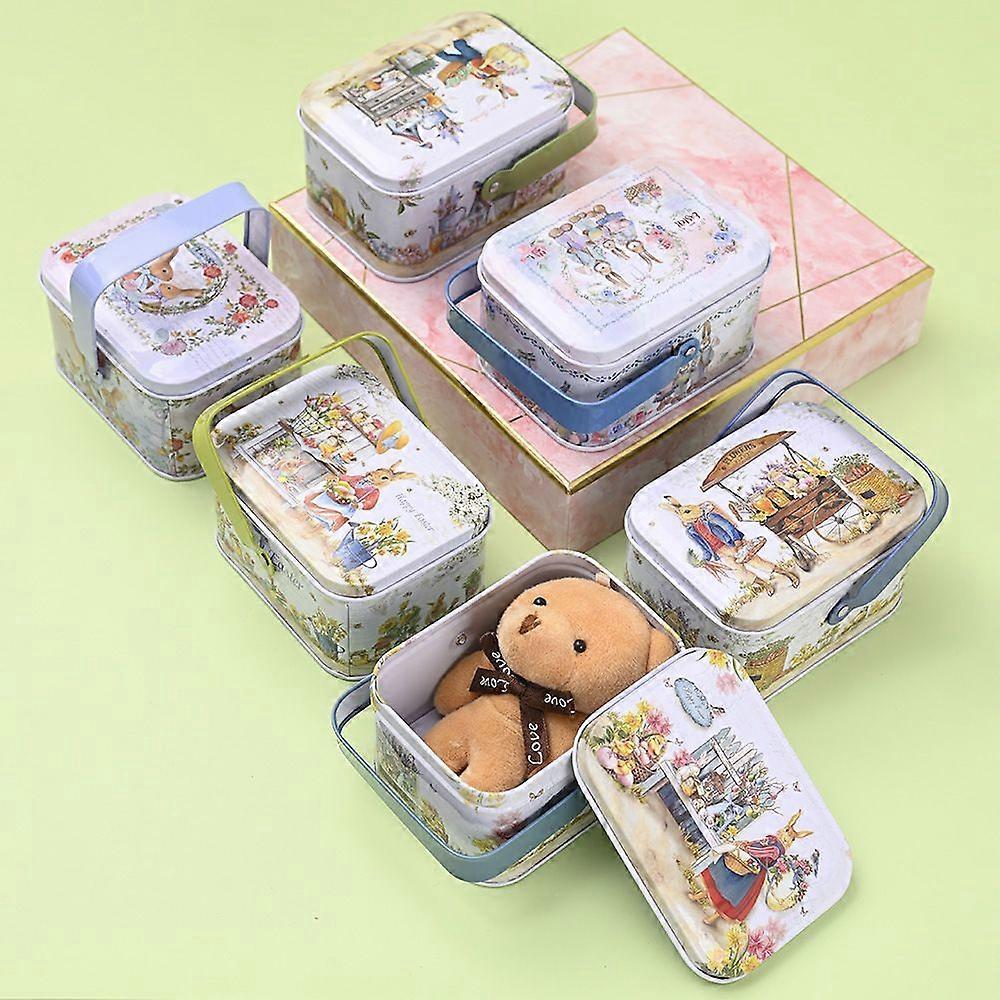Creative Easter decorations, portable tin boxes, cookie boxes, bunny gift boxes, and tin boxes.
