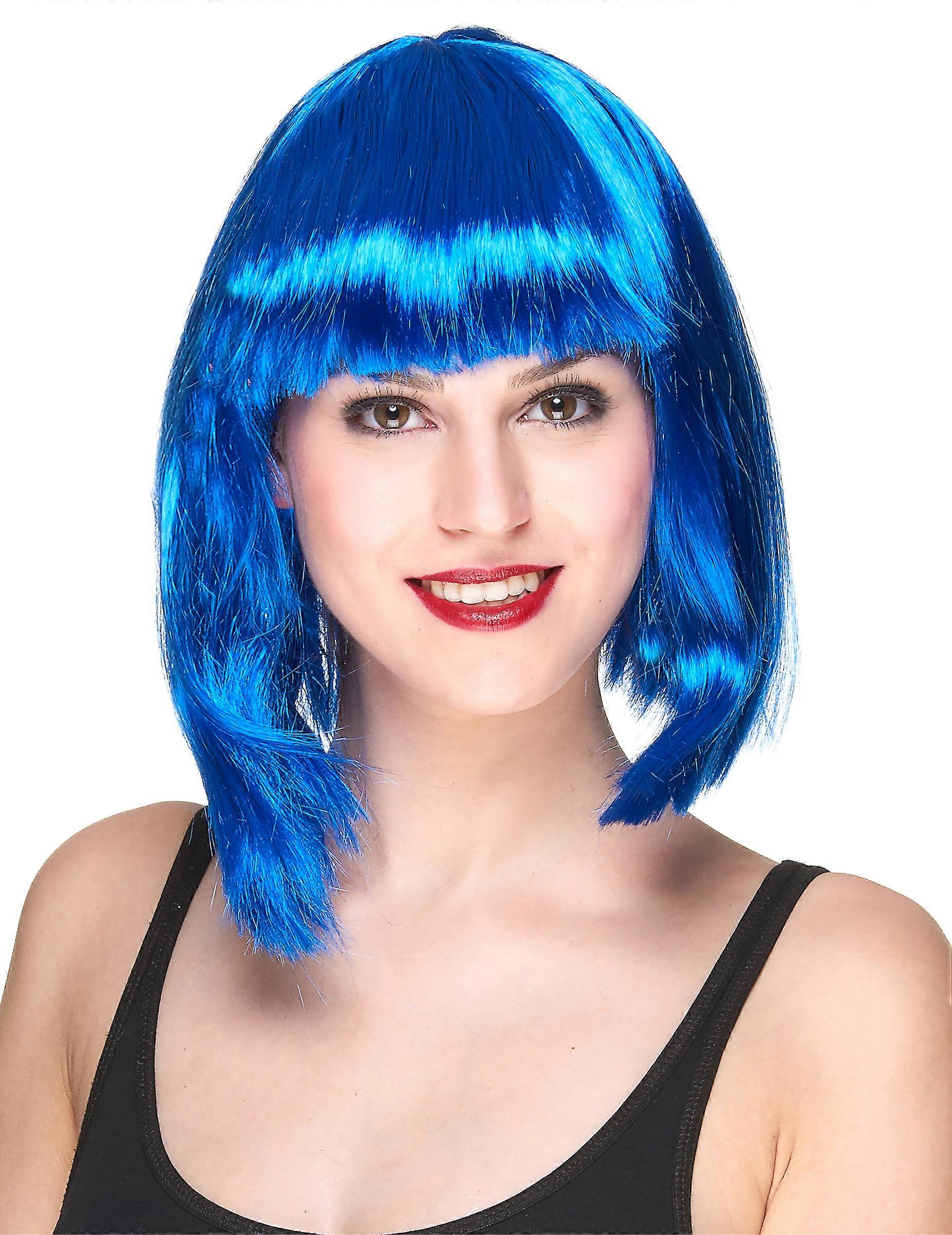 Women's blue mid-length bob wig