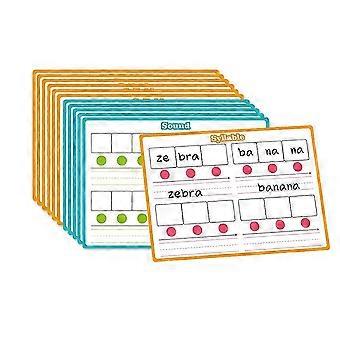 12 Packs Phonemic Awareness Dry Erase Phonics Games Flash Cards Speech Therapy Material, Elkonin Boxes for Kids-SFYGV
