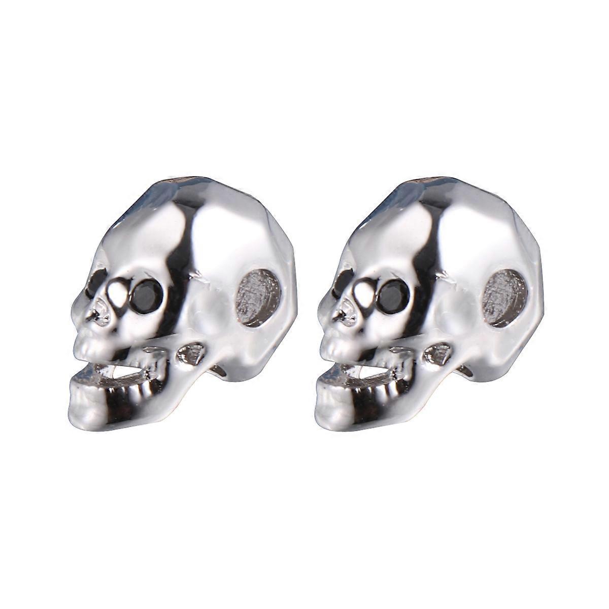 Chic DIY Ghost Head Pendants Skull Stud for Decoration 2Pcs Silver Accessory