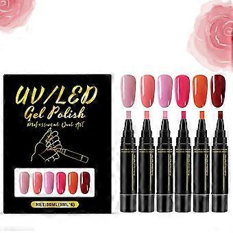 6er-Set Nagellackstifte in verschiedenen Farben, ideal für die tägliche Schönheitspflege.