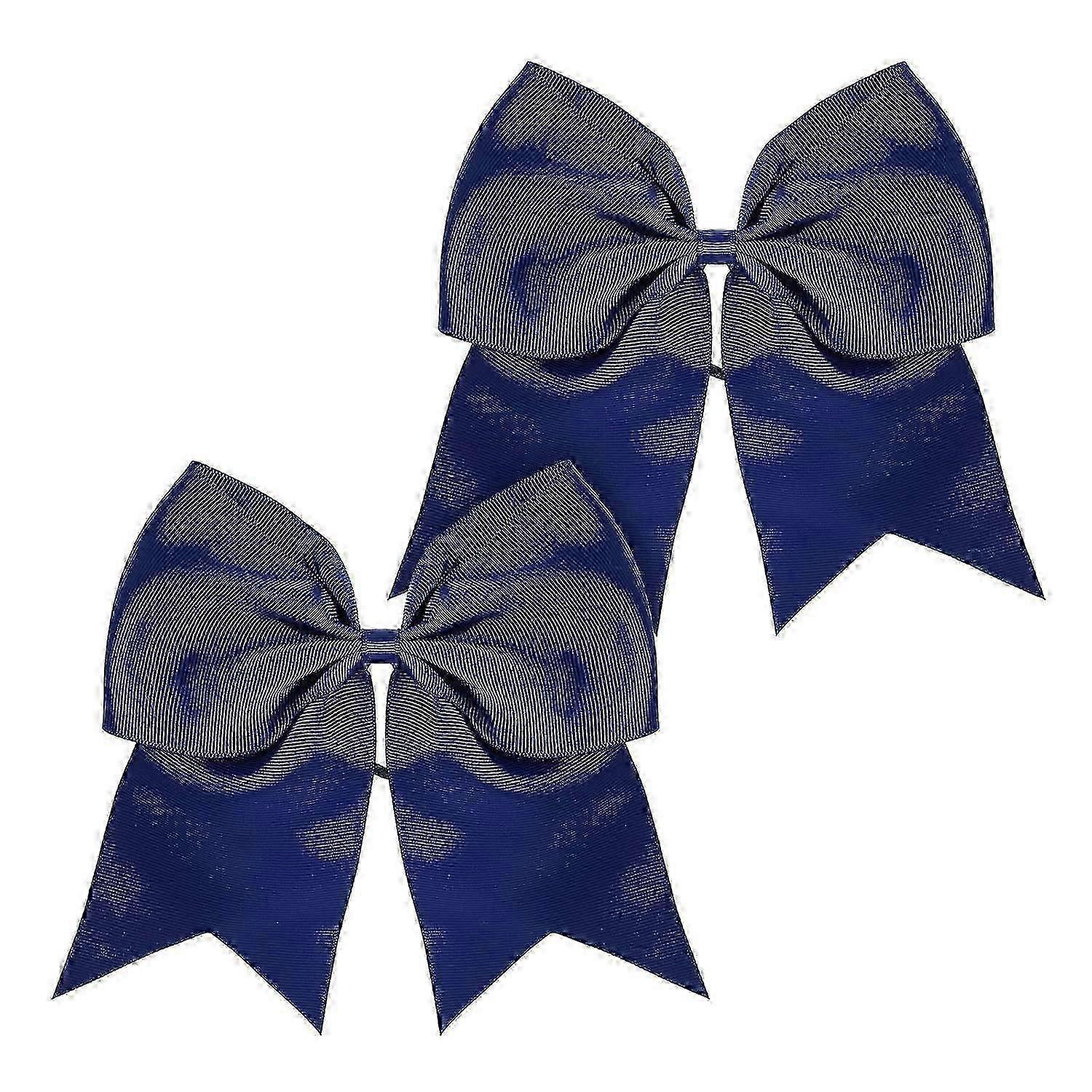 Navy Cheer Bows 8 Inch Twin Pack