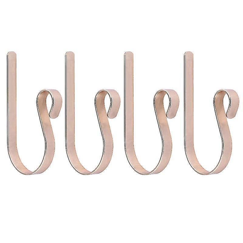 12X6x1.1cm Light Golden Utility Hooks 1 Set 4 Pcs Metal Christmas Fireplace Hooks Practical Christma